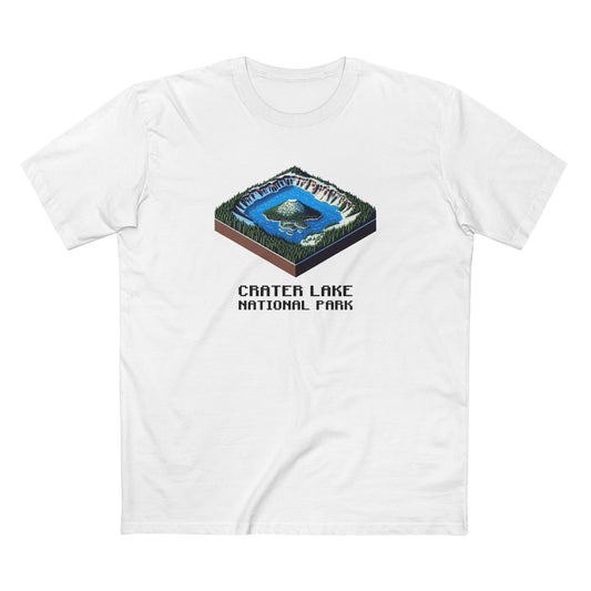 Crater Lake National Park T-Shirt - Isometric Design in White