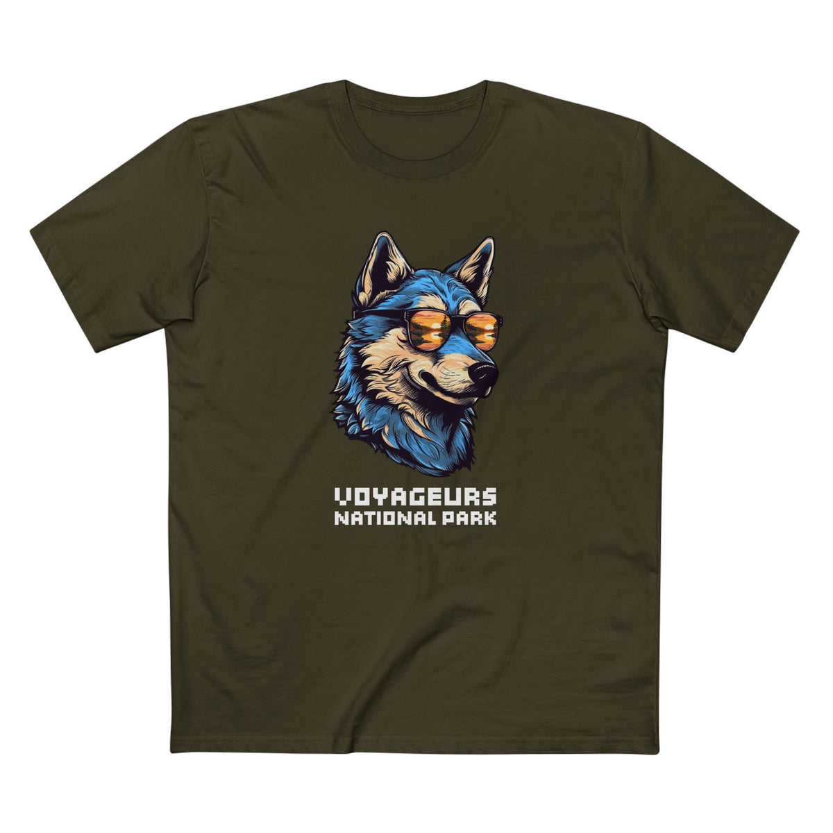 Voyageurs National Park T-Shirt - Smooth Wolf in Army