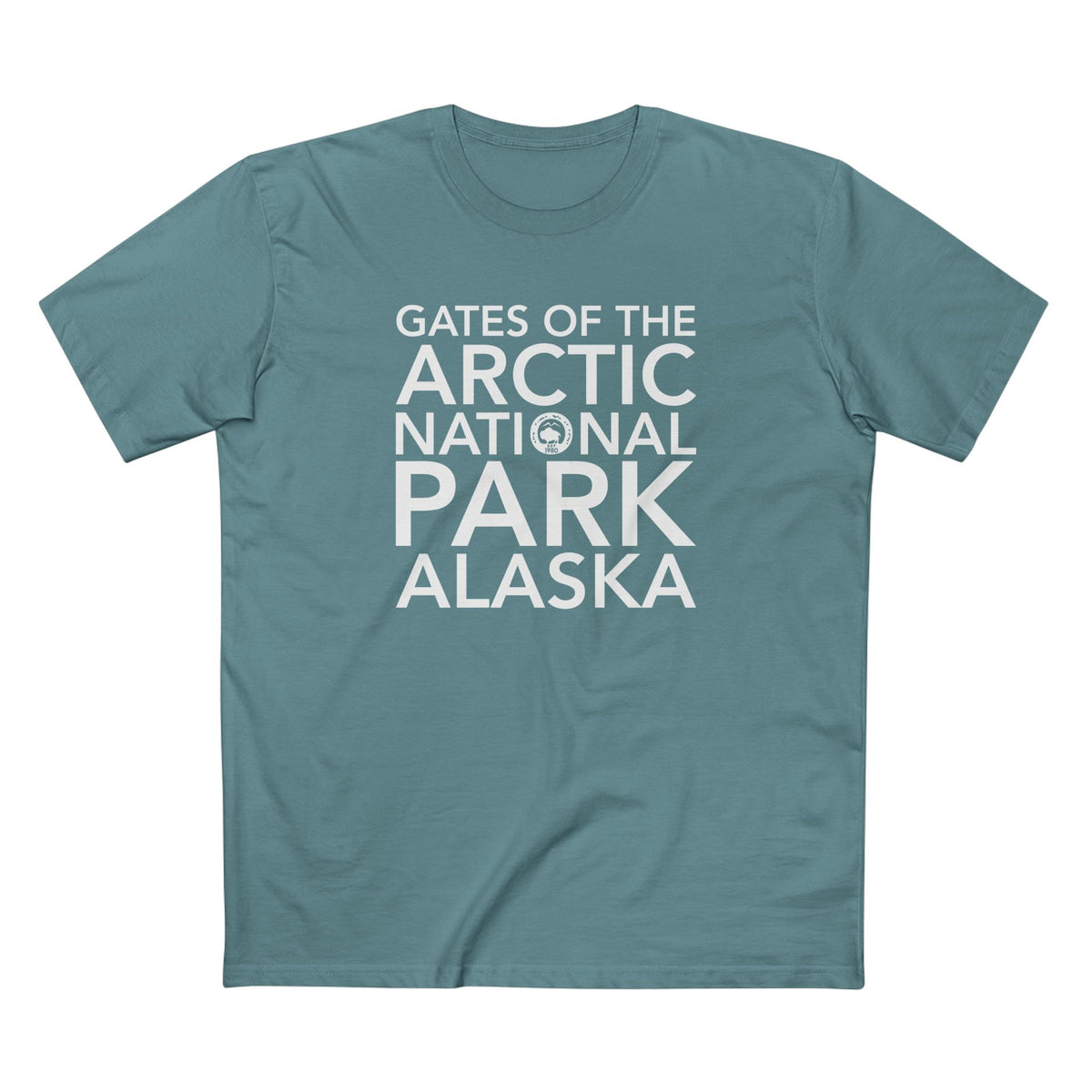 Gates of the Arctic National Park T-Shirt Block Text in Slate Blue