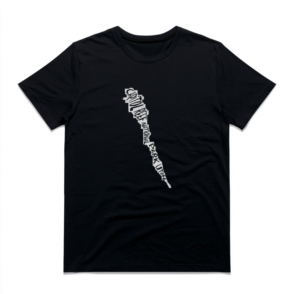 Capitol Reef National Park T-Shirt - Map in Black