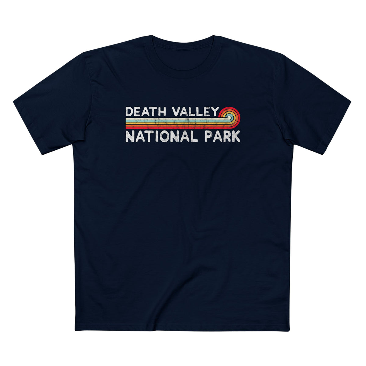 Death Valley National Park T-Shirt - Vintage Stretched Sunrise in Navy