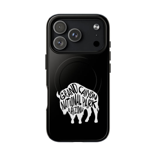 Grand Canyon National Park iPhone case with MagSafe featuring bison artwork.