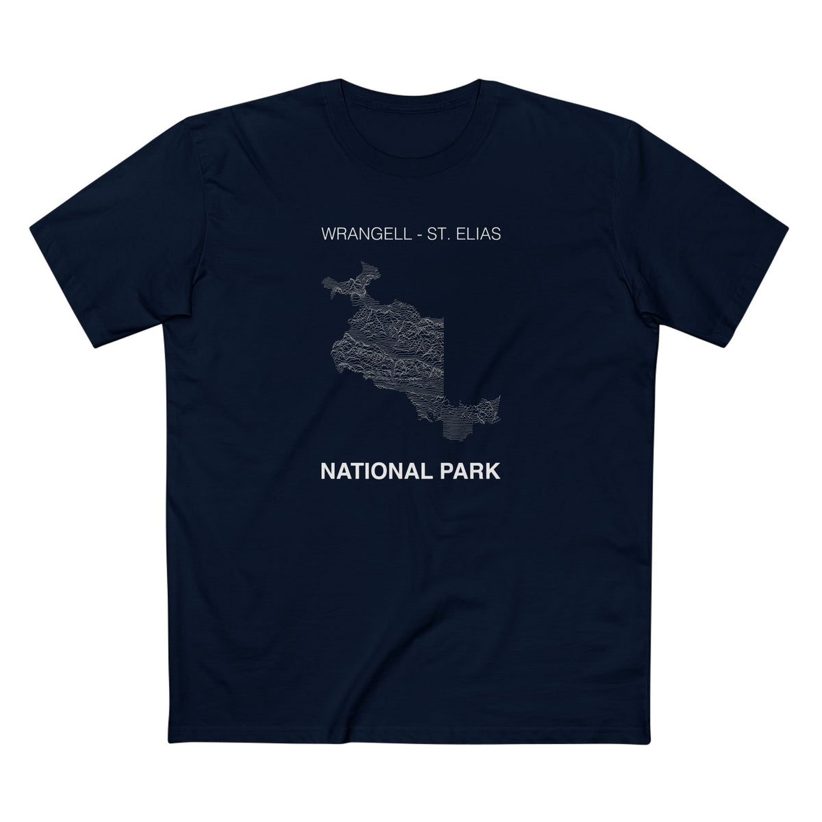 Wrangell St. Elias National Park T-Shirt - Topographical Lines in Navy