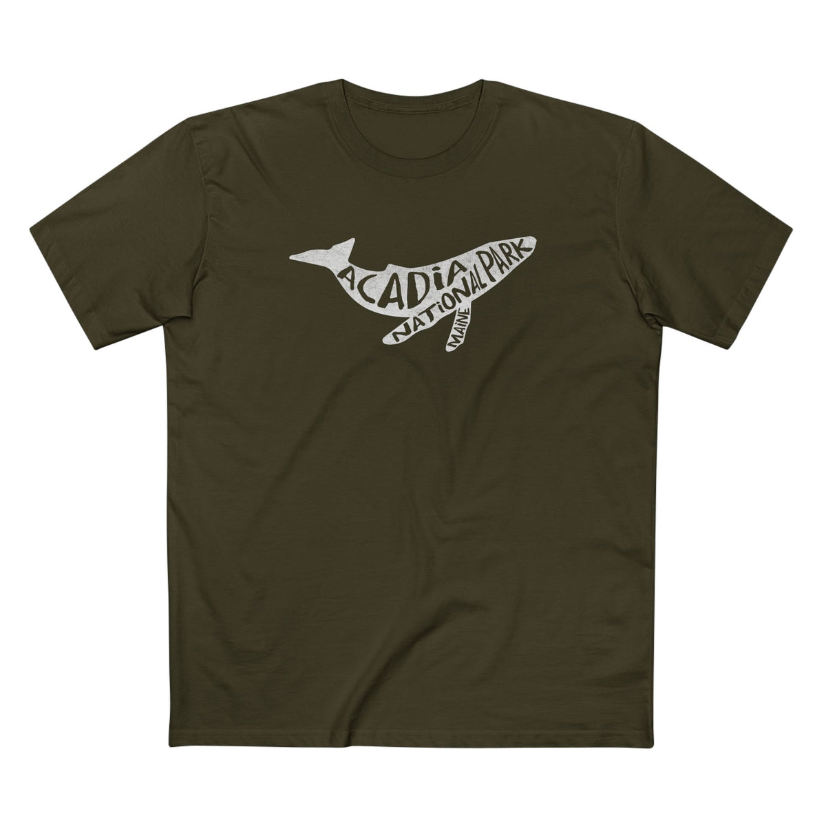 Acadia National Park T-Shirt - Humpback Whale in Army