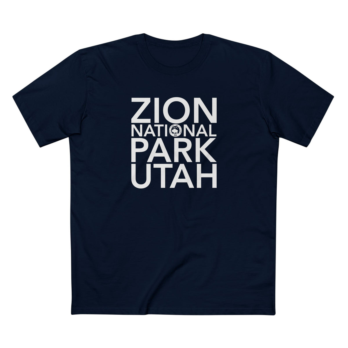 Zion National Park T-Shirt Block Text in Navy
