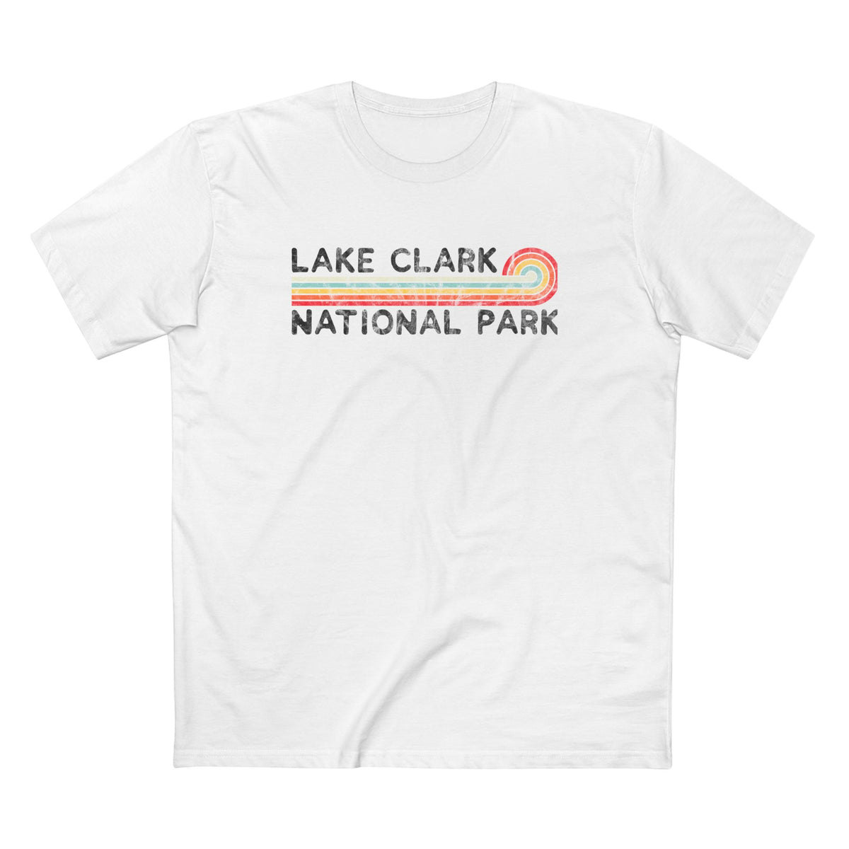 Lake Clark National Park T-Shirt - Vintage Stretched Sunrise in White