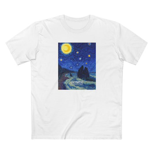 Olympic National Park T-Shirt - The Starry Night in White