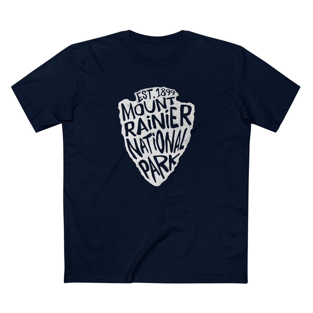 Mount Rainier National Park T-Shirt - Arrowhead Design in Navy