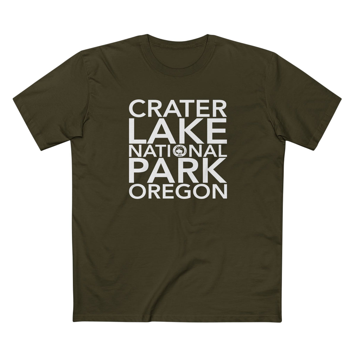 Crater Lake National Park T-Shirt Block Text in Army