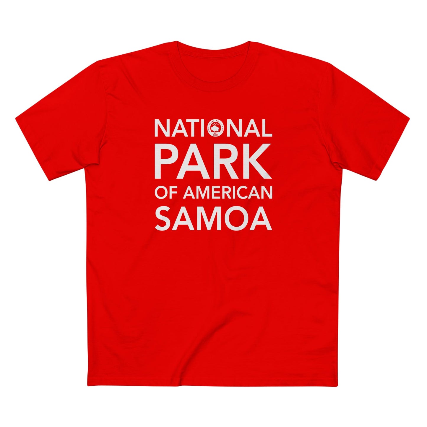 American Samoa National Park T-Shirt Block Text in Red