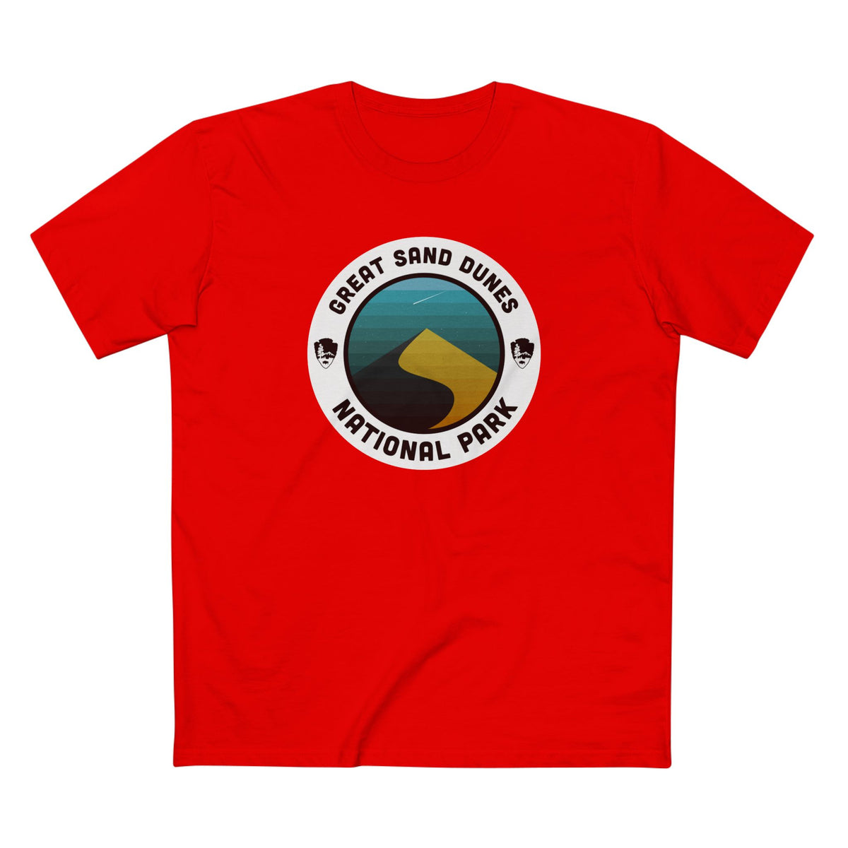 Great Sand Dunes National Park T-Shirt - Round Badge Design in Red