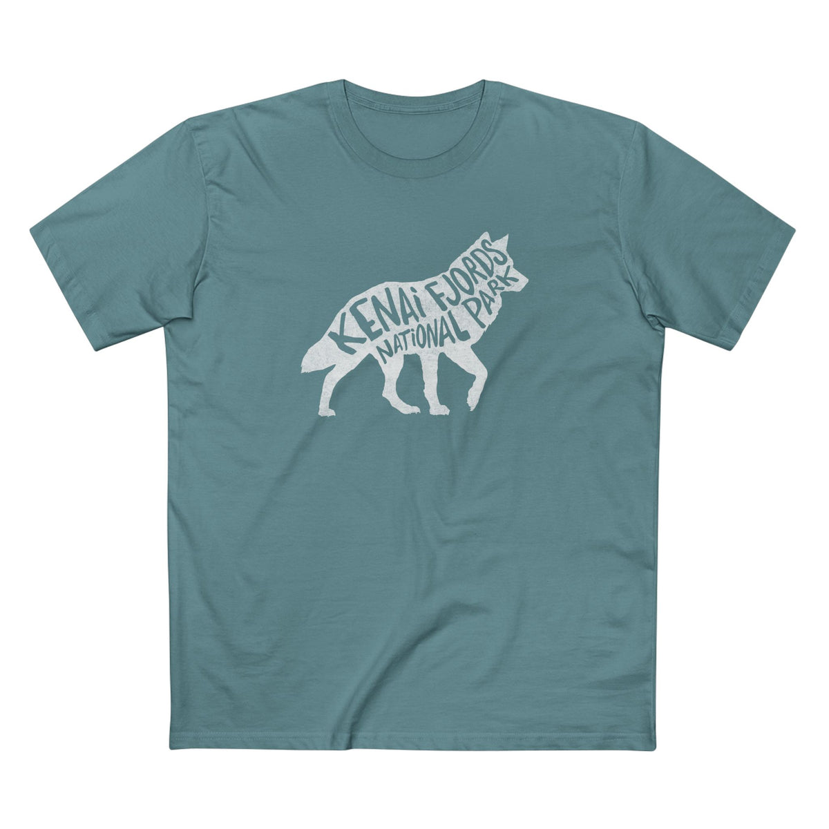 Kenai Fjords National Park T-Shirt - Gray Wolf in Slate Blue