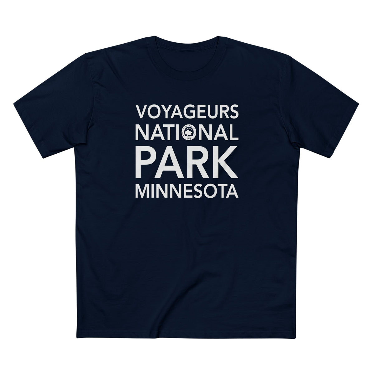 Voyageurs National Park T-Shirt Block Text in Navy