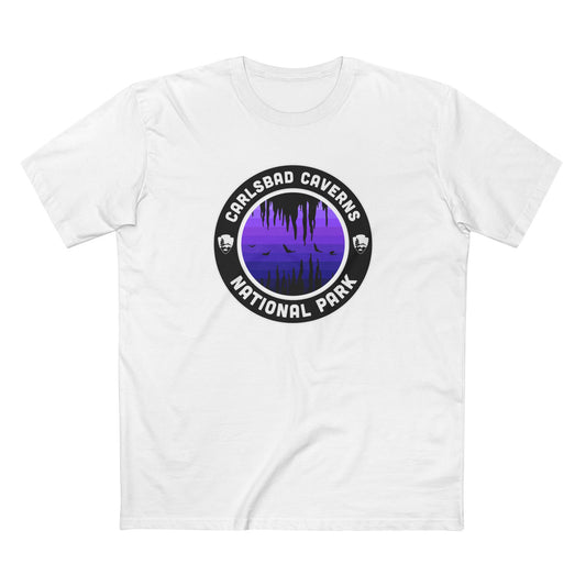 Carlsbad Caverns National Park - Round Badge Design Purple in White