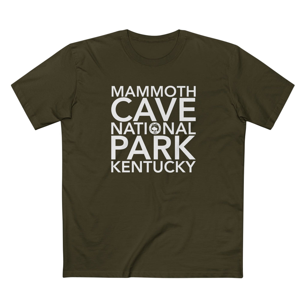 Mammoth Cave National Park T-Shirt Block Text in Army