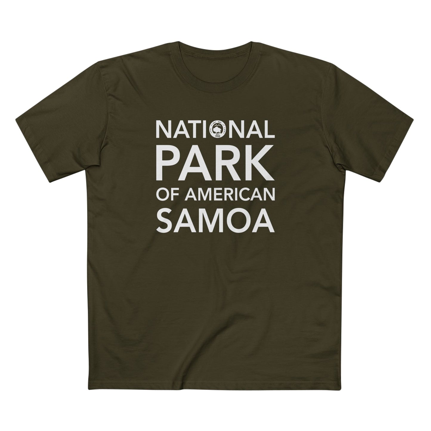 American Samoa National Park T-Shirt Block Text in Army
