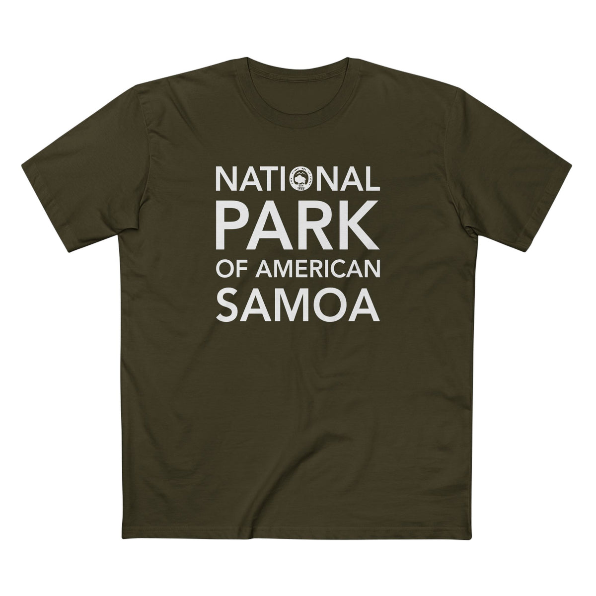 American Samoa National Park T-Shirt Block Text in Army