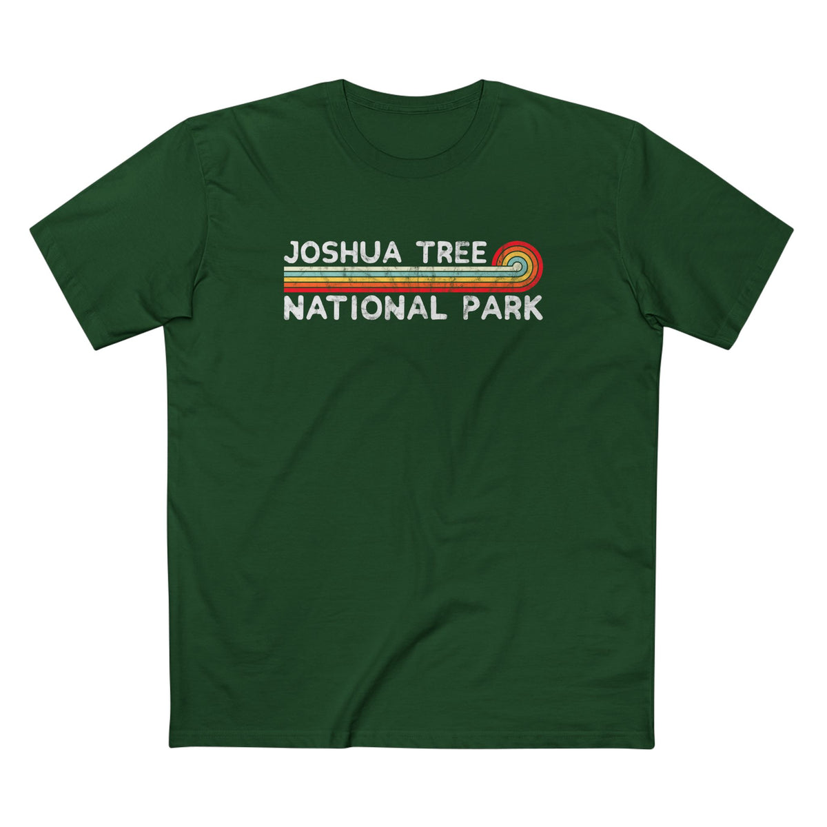 Joshua Tree National Park T-Shirt - Vintage Stretched Sunrise in Forest Green