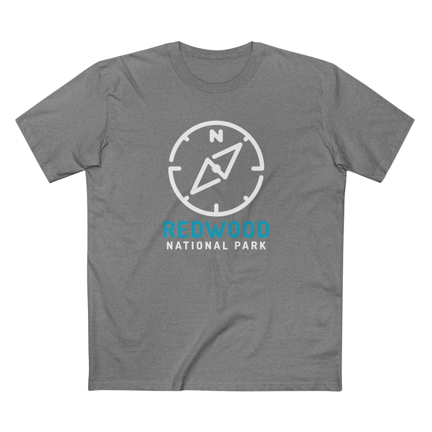 Redwood National Park T-Shirt Compass Design in Athletic Heather