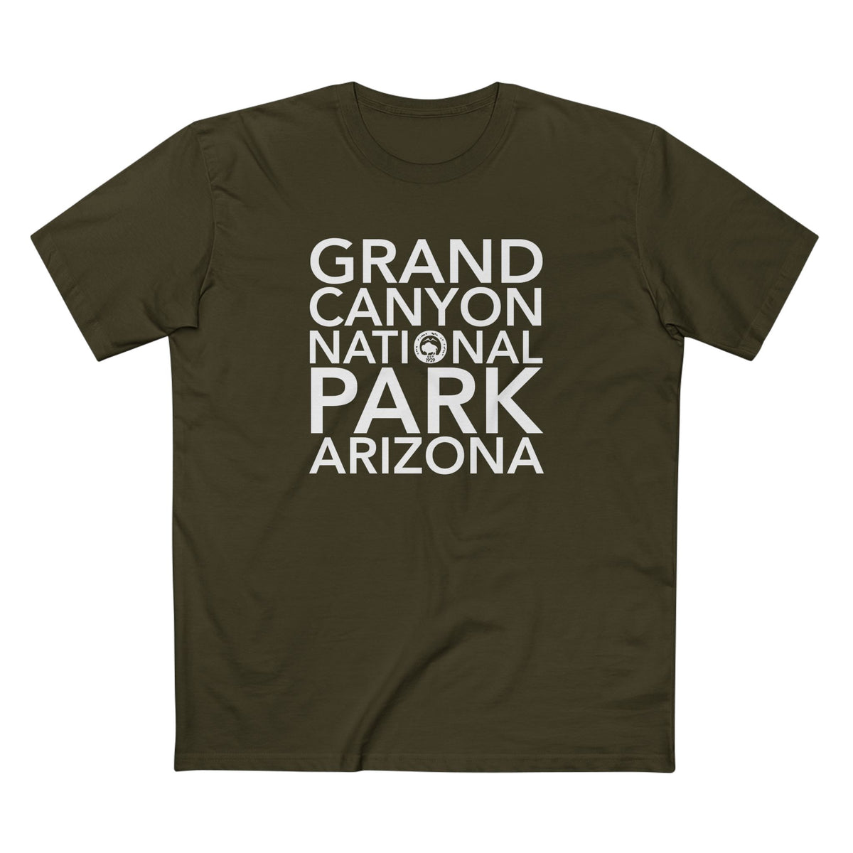 Grand Canyon National Park T-Shirt Block Text in Army