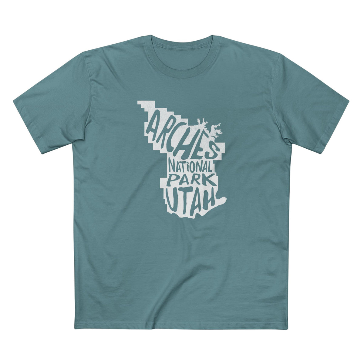 Arches National Park T-Shirt - Map in Slate Blue