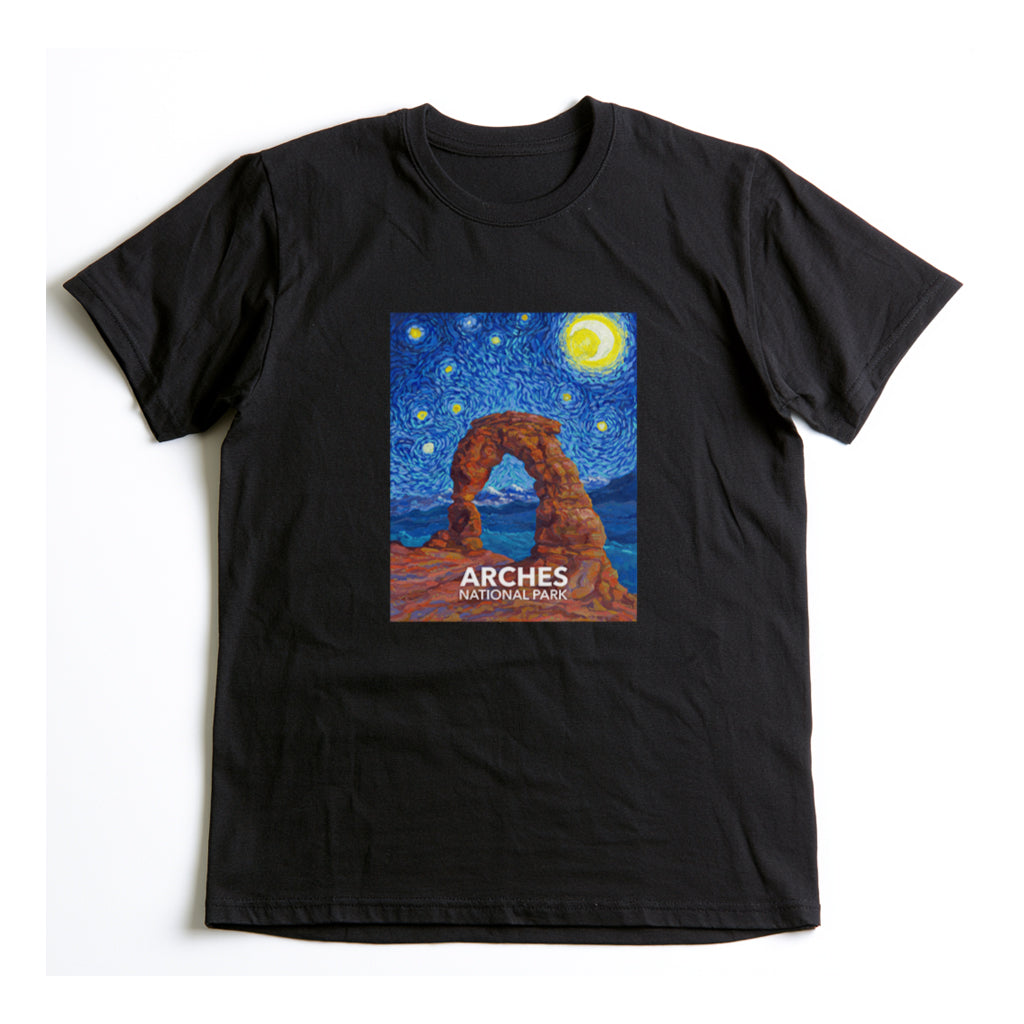 Arches National Park T-Shirt - The Starry Night in Black