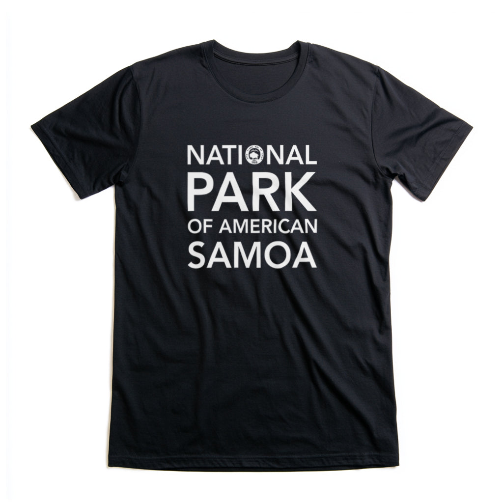 American Samoa National Park T-Shirt Block Text in Black