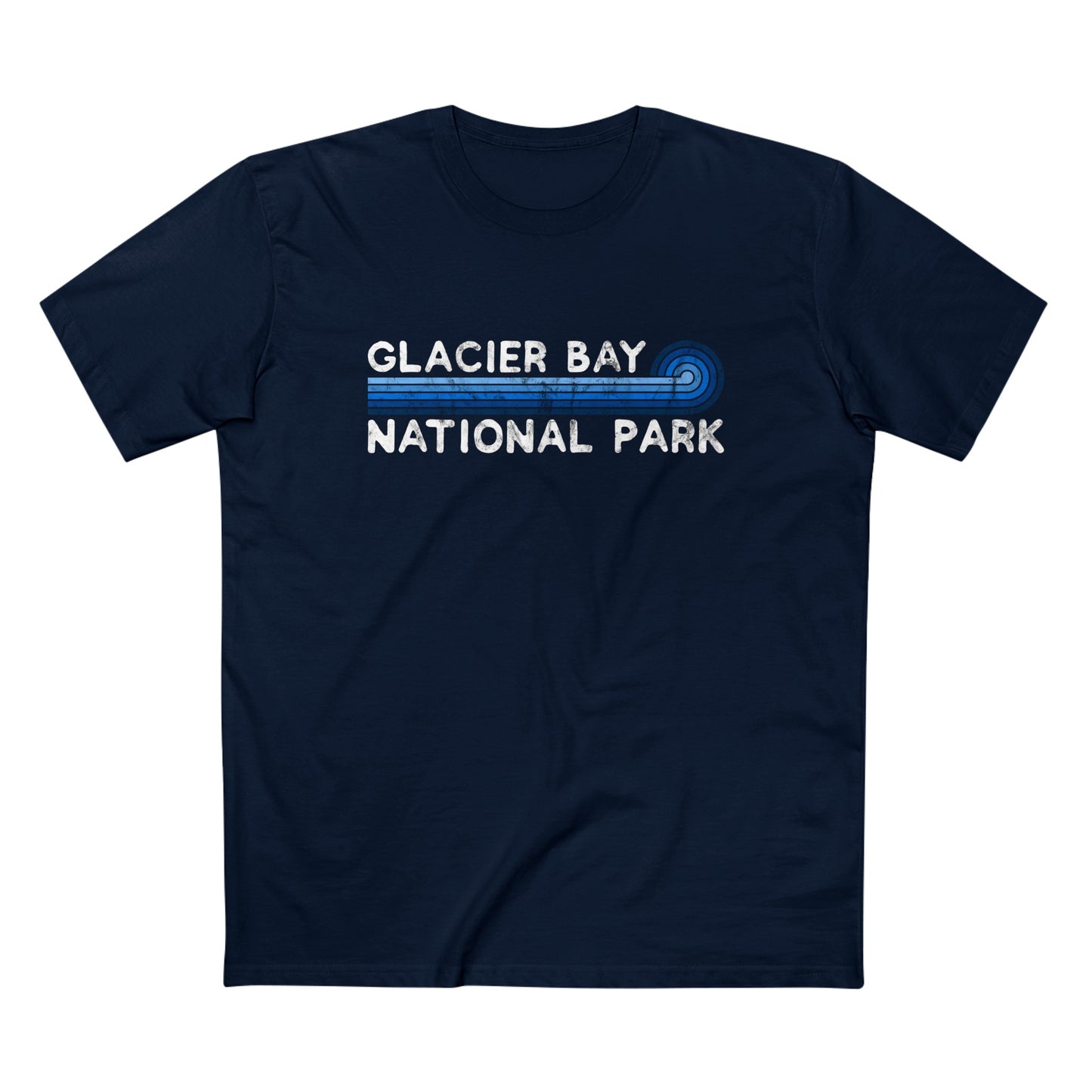 Glacier Bay National Park T-Shirt - Blue Vintage Stretched Sunrise