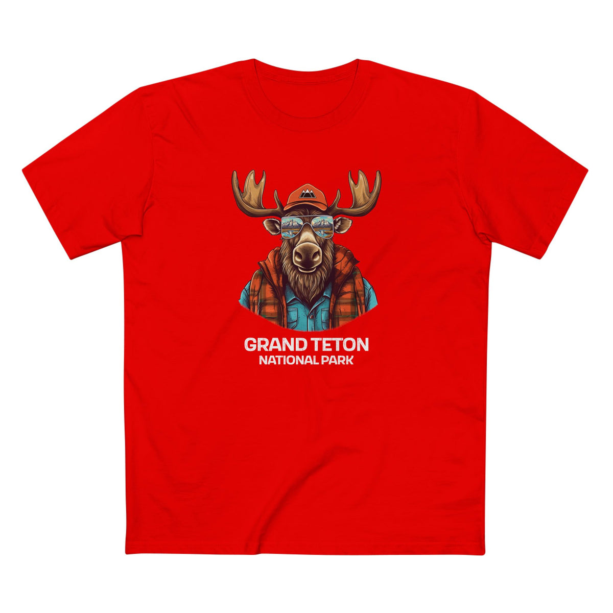 Grand Teton National Park T-Shirt - Cool Moose in Red