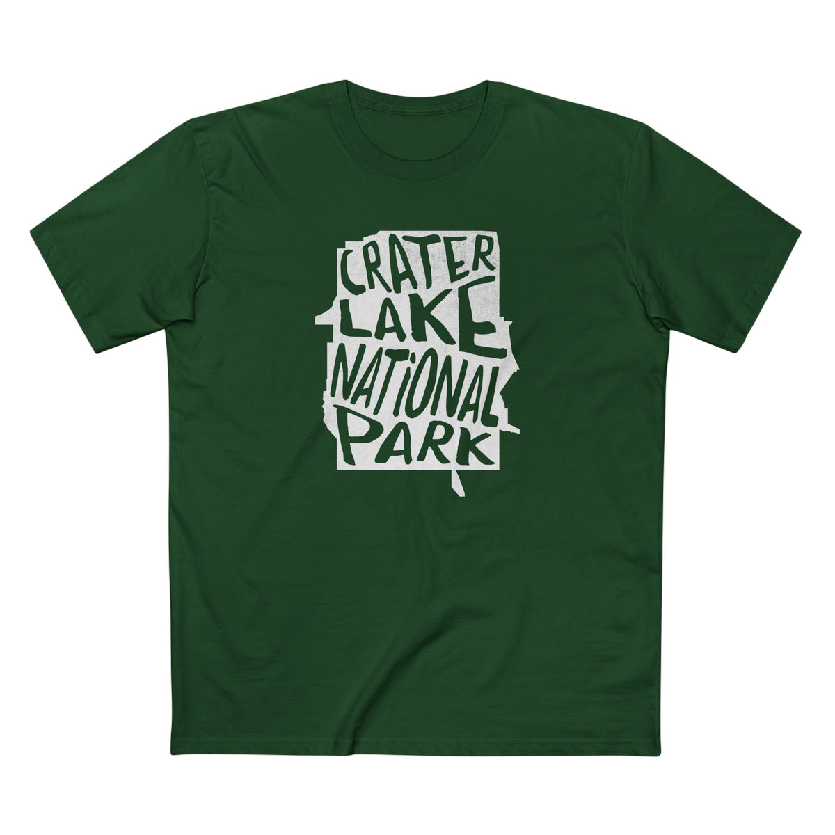 Crater Lake National Park T-Shirt - Map in Forest Green