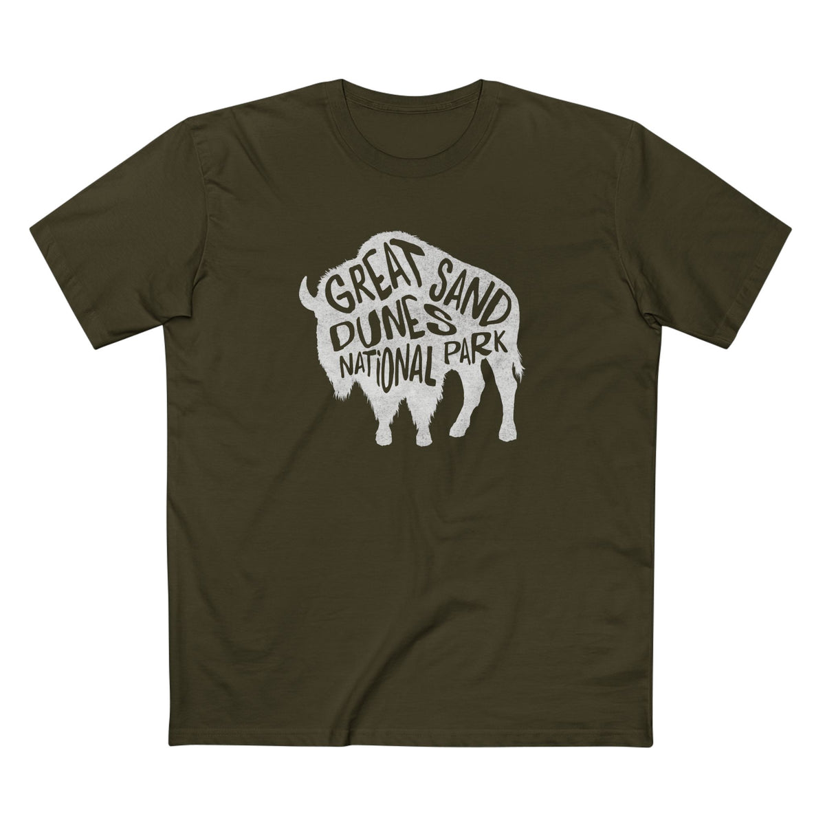 Great Sand Dunes National Park T-Shirt - Bison in Army