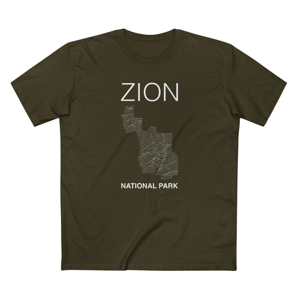 Zion National Park T-Shirt Lines in Army