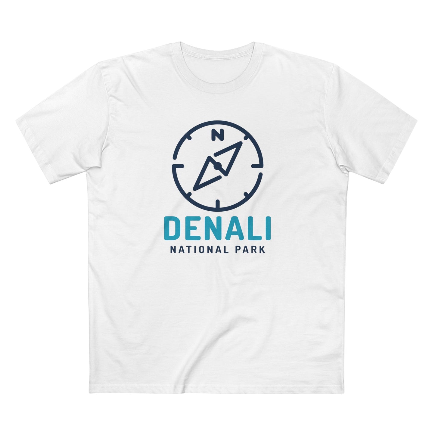 Denali National Park T-Shirt Compass Design in White