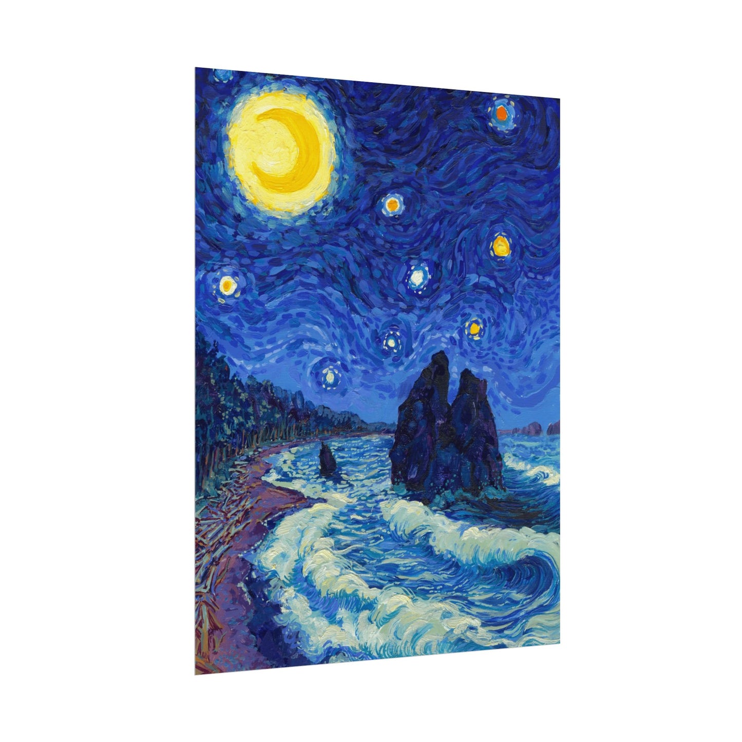 Olympic National Park Starry Night Poster - Premium Textured Paper