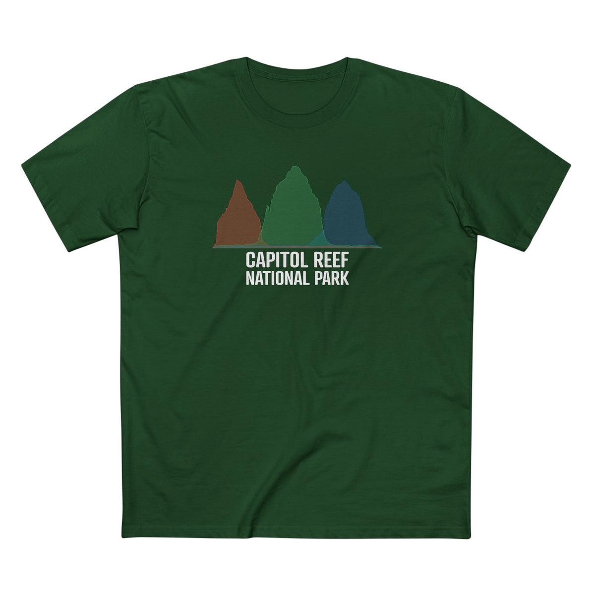 Capitol Reef National Park T-Shirt - Histogram Design in Forest Green