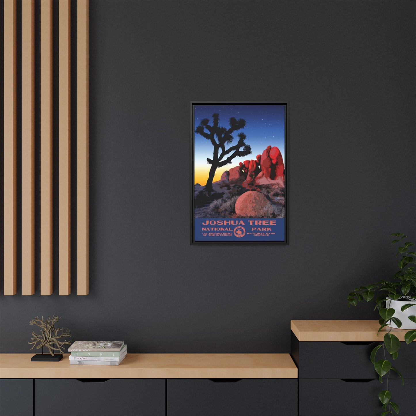 Joshua Tree National Park Framed Canvas - WPA Poster Sunset