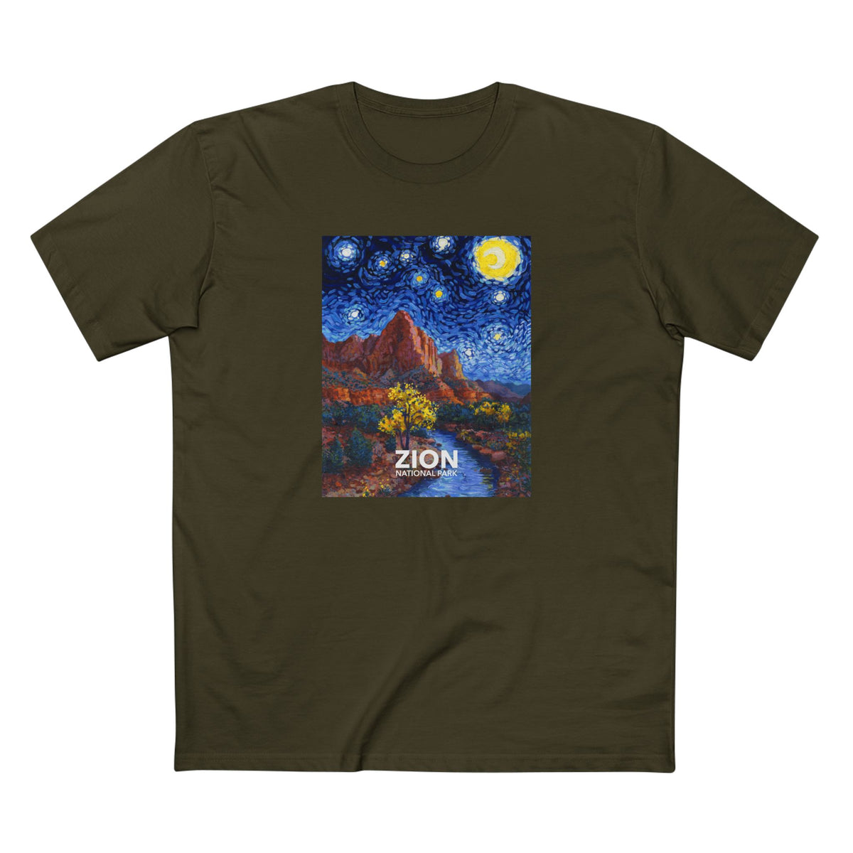 Zion National Park T-Shirt - The Starry Night in Army