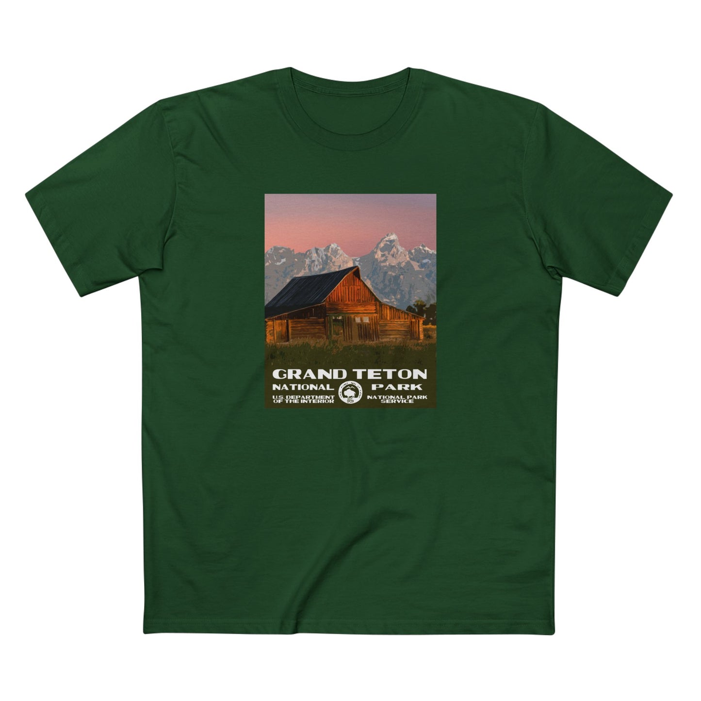Grand Teton National Park T-Shirt - WPA Poster Barn in Forest Green