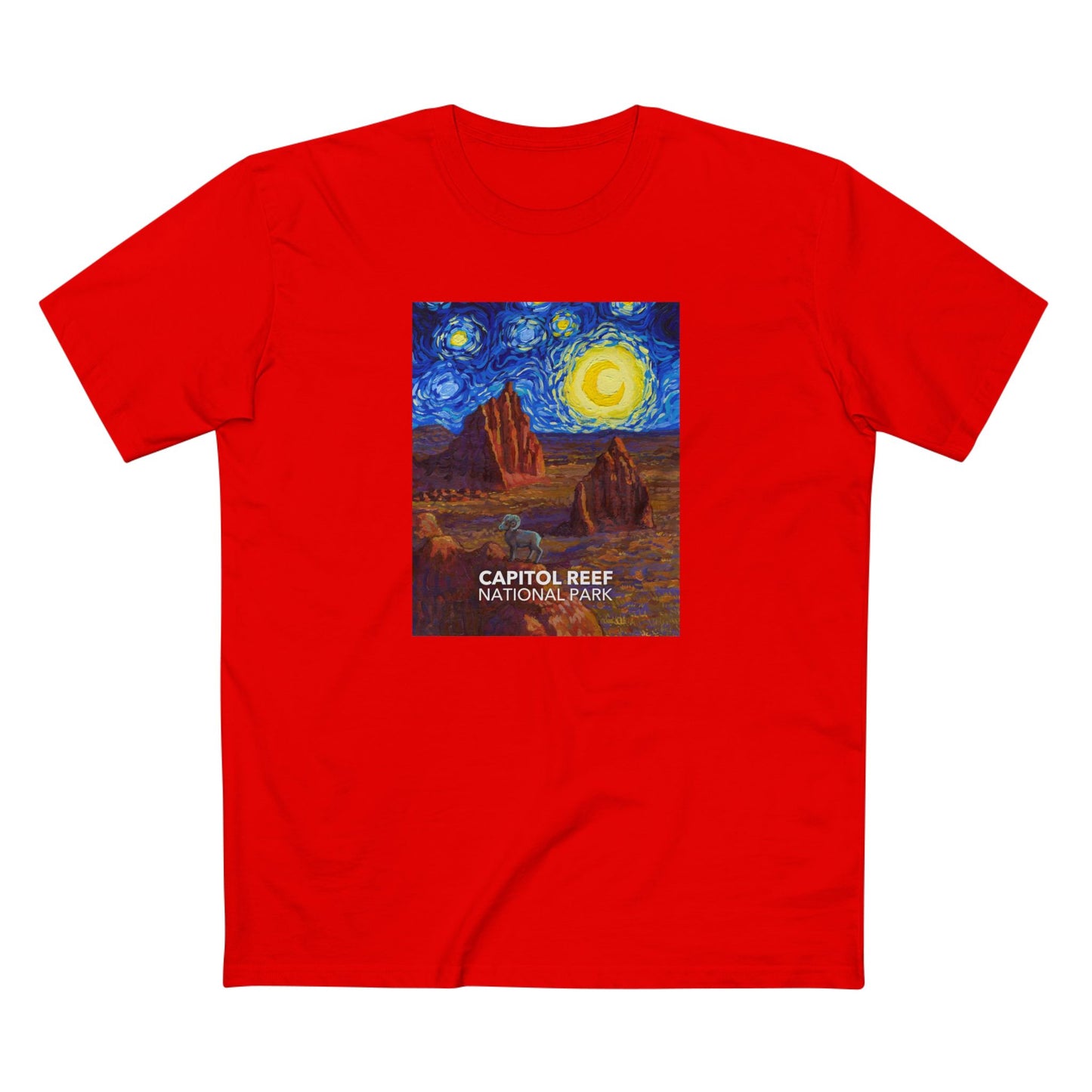Capitol Reef National Park T-Shirt - The Starry Night in Red