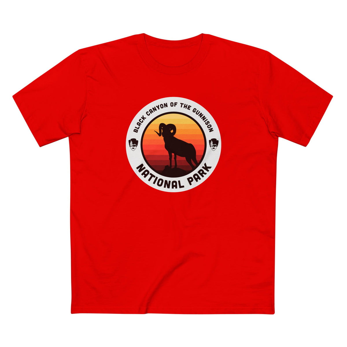 Black Canyon of the Gunnison National Park T-Shirt - Round Badge Design in Red