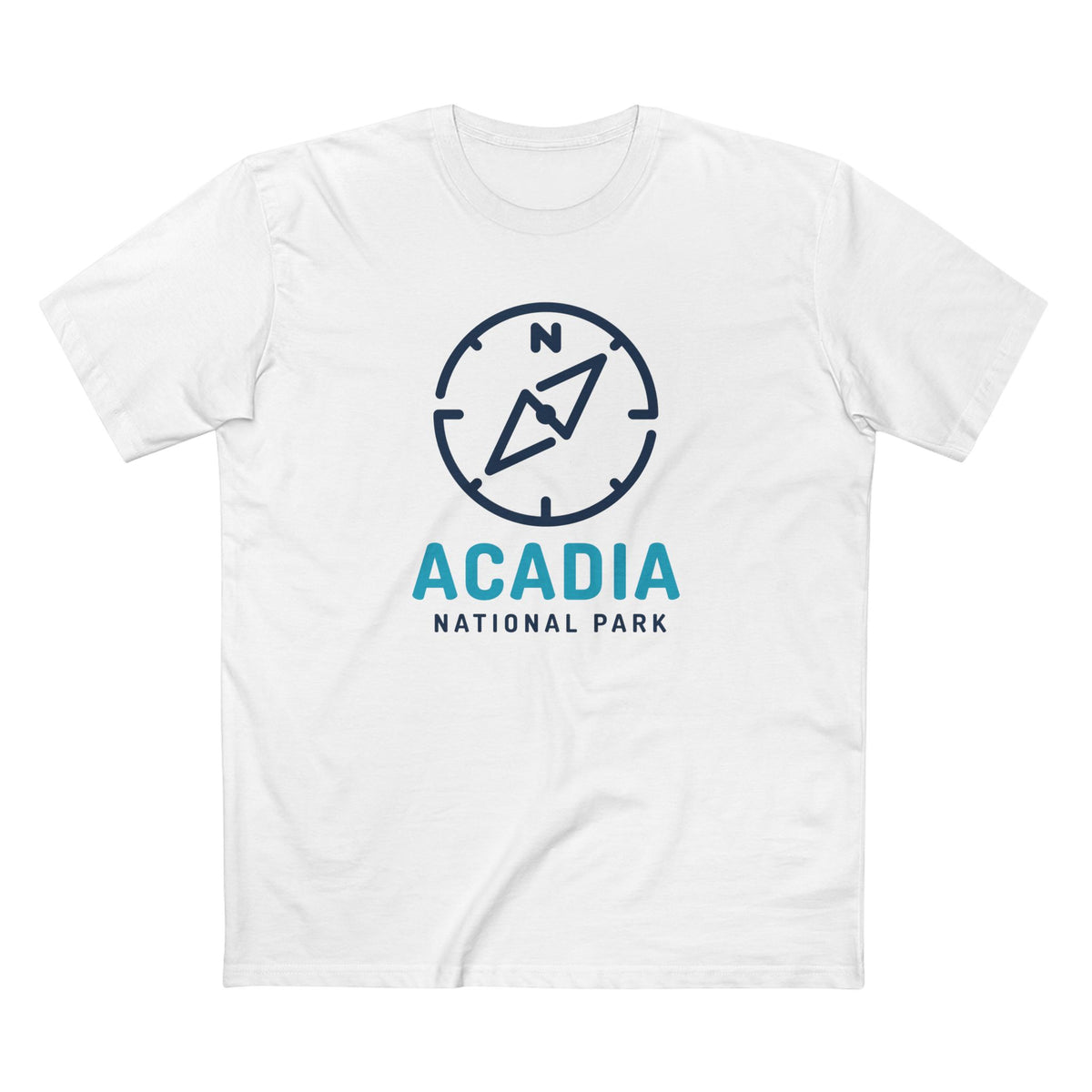 Acadia National Park T-Shirt Compass Design in White