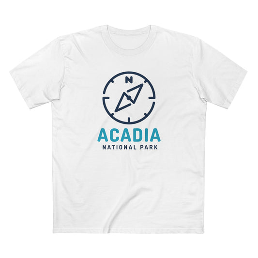 Acadia National Park T-Shirt Compass Design in White