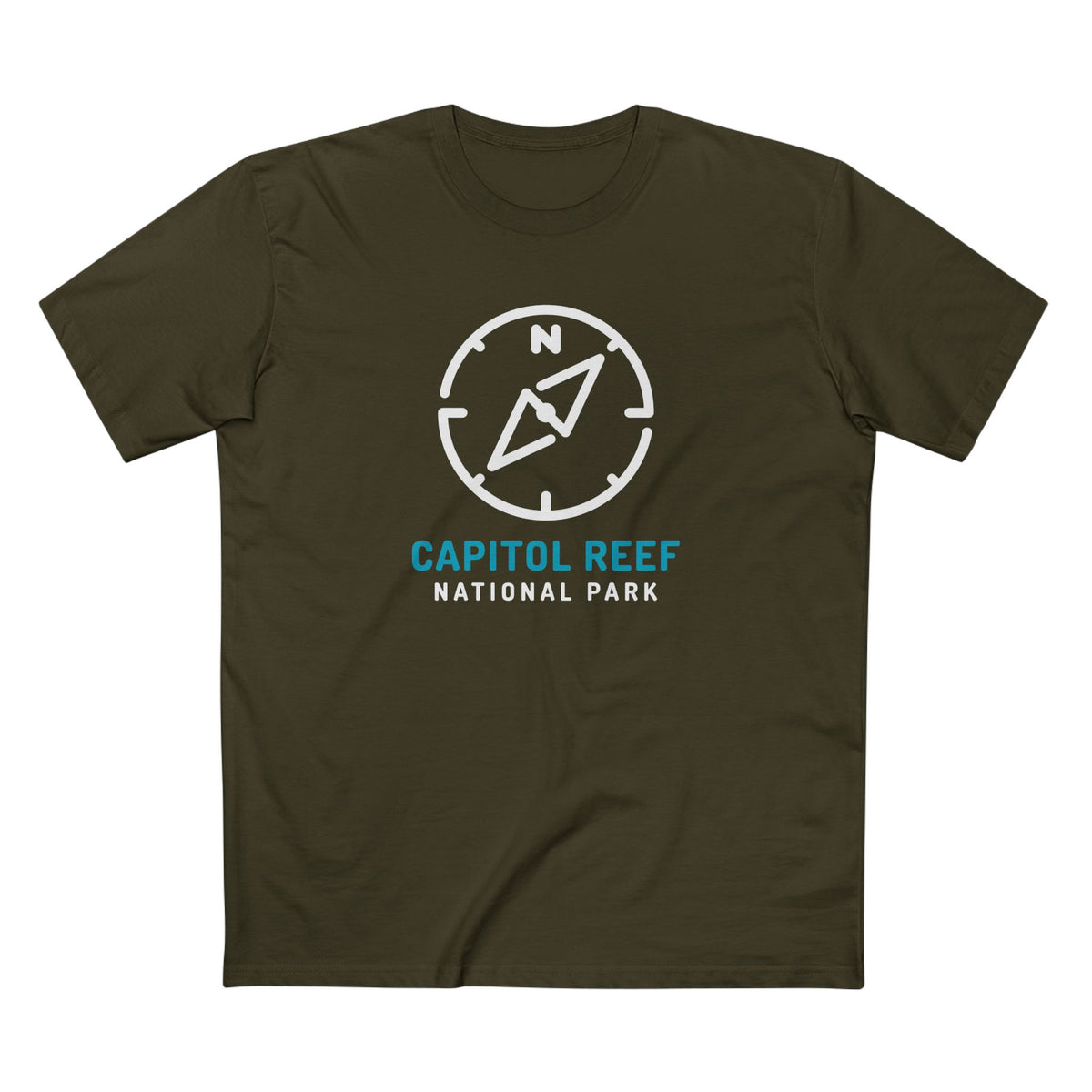 Capitol Reef National Park T-Shirt Compass Design in Army