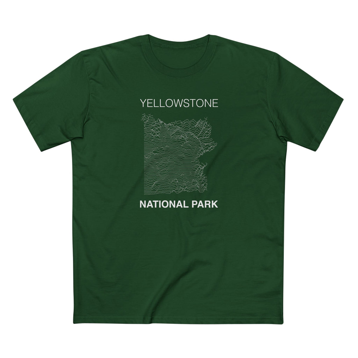 Yellowstone National Park T-Shirt Lines in Forest Green