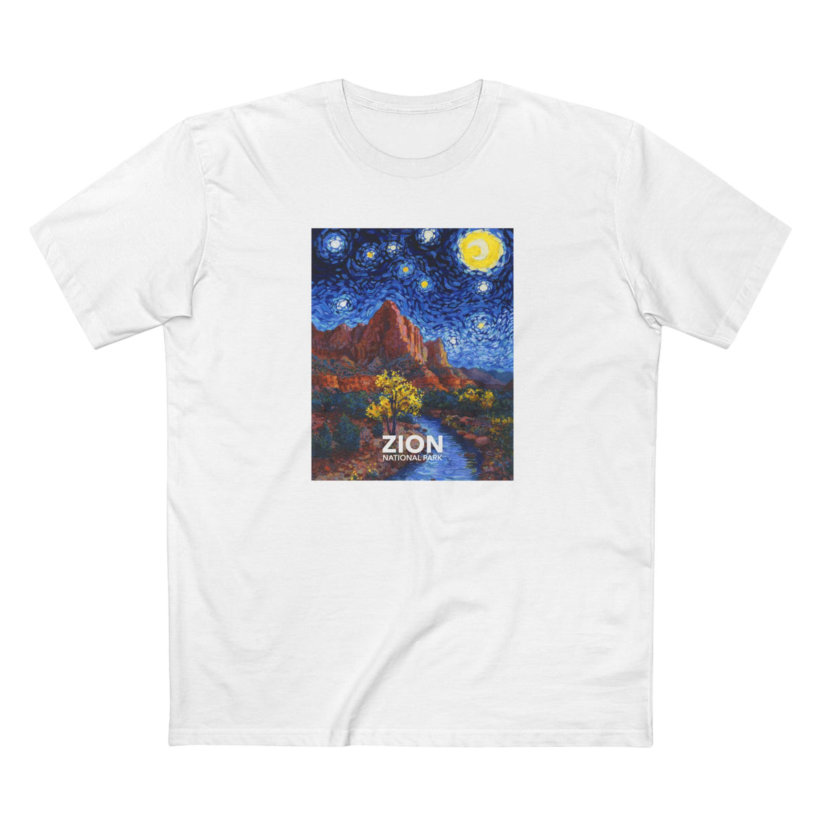 Zion National Park T-Shirt - The Starry Night in White