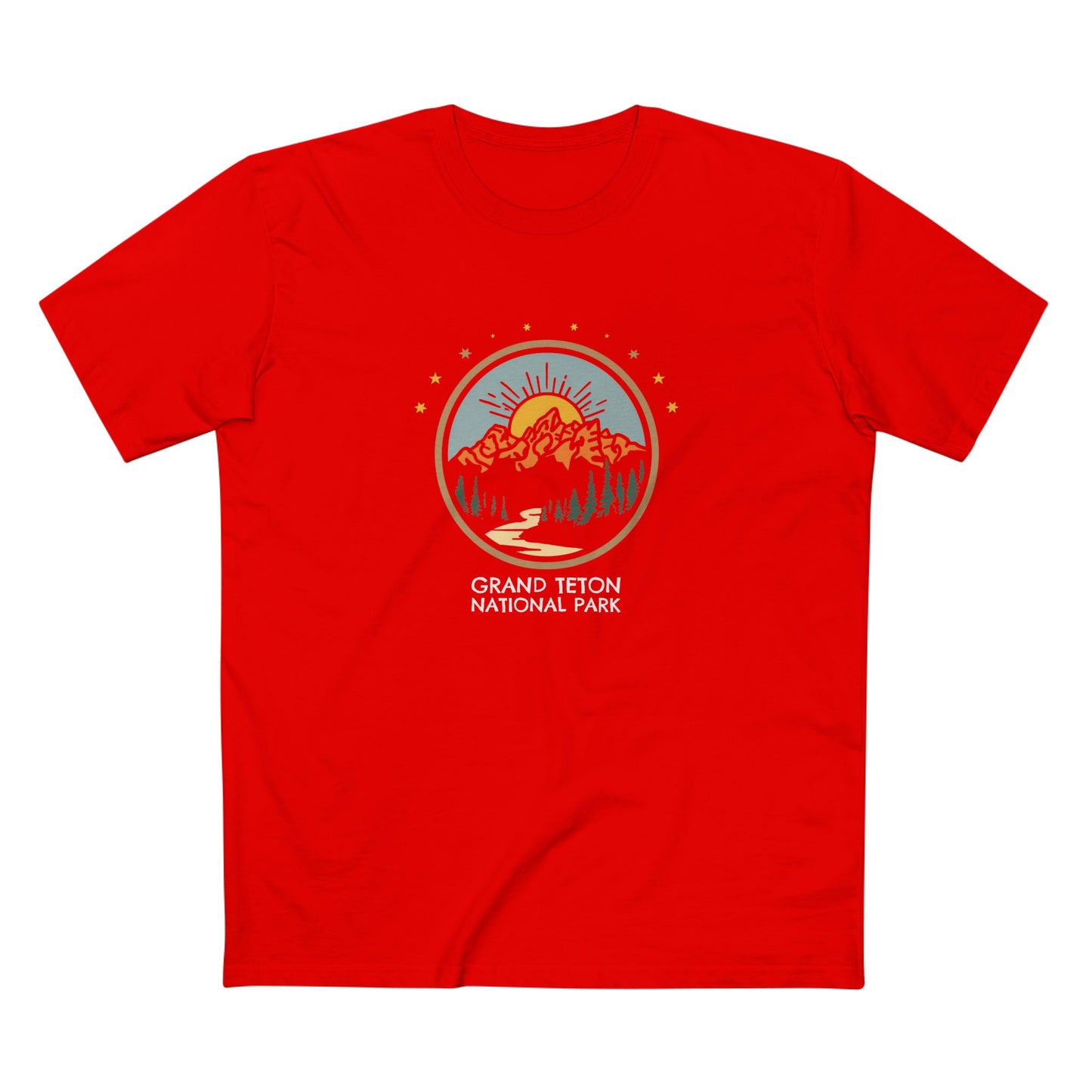 Grand Teton National Park T-Shirt - Cartoon Logo in Red