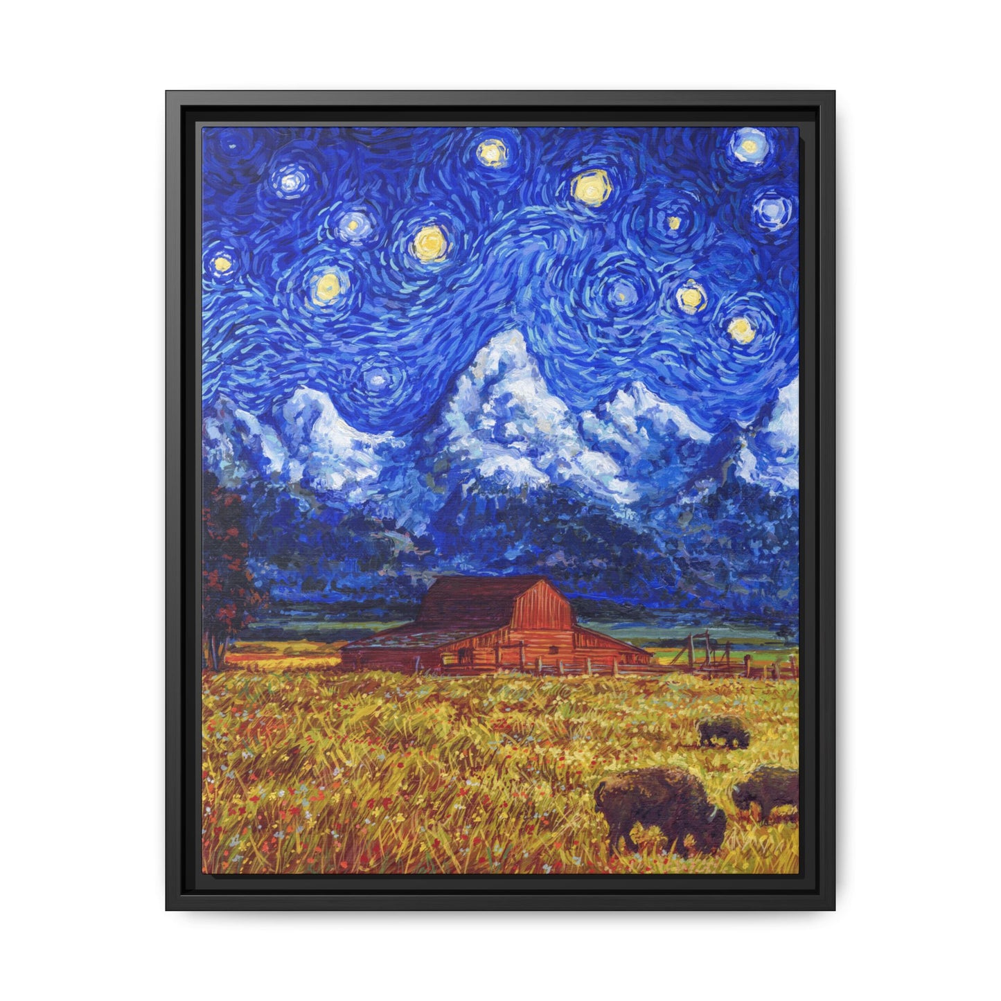 Grand Teton National Park Framed Canvas - The Starry Night