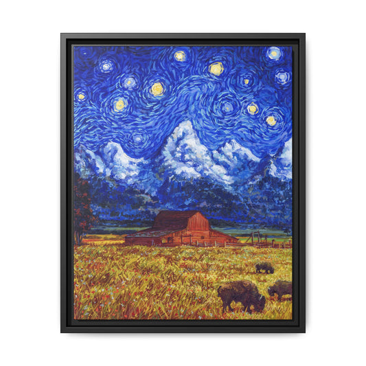 Grand Teton National Park Framed Canvas - The Starry Night