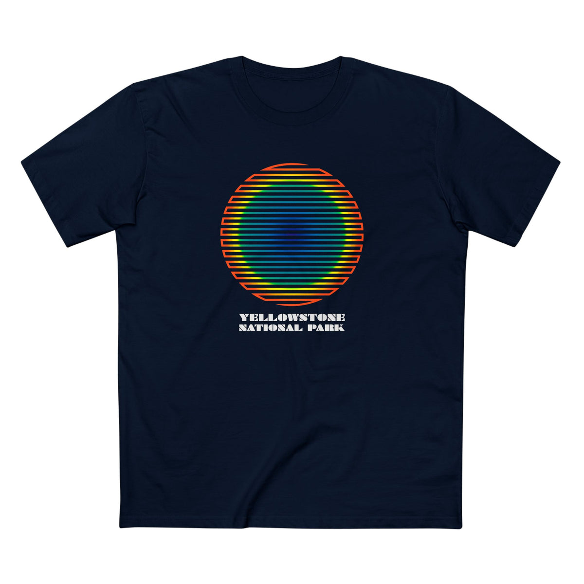 Yellowstone National Park T-Shirt - Grand Prismatic Spring Gradient in Navy