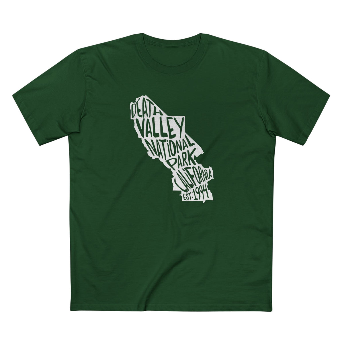 Death Valley National Park T-Shirt - Map in Forest Green